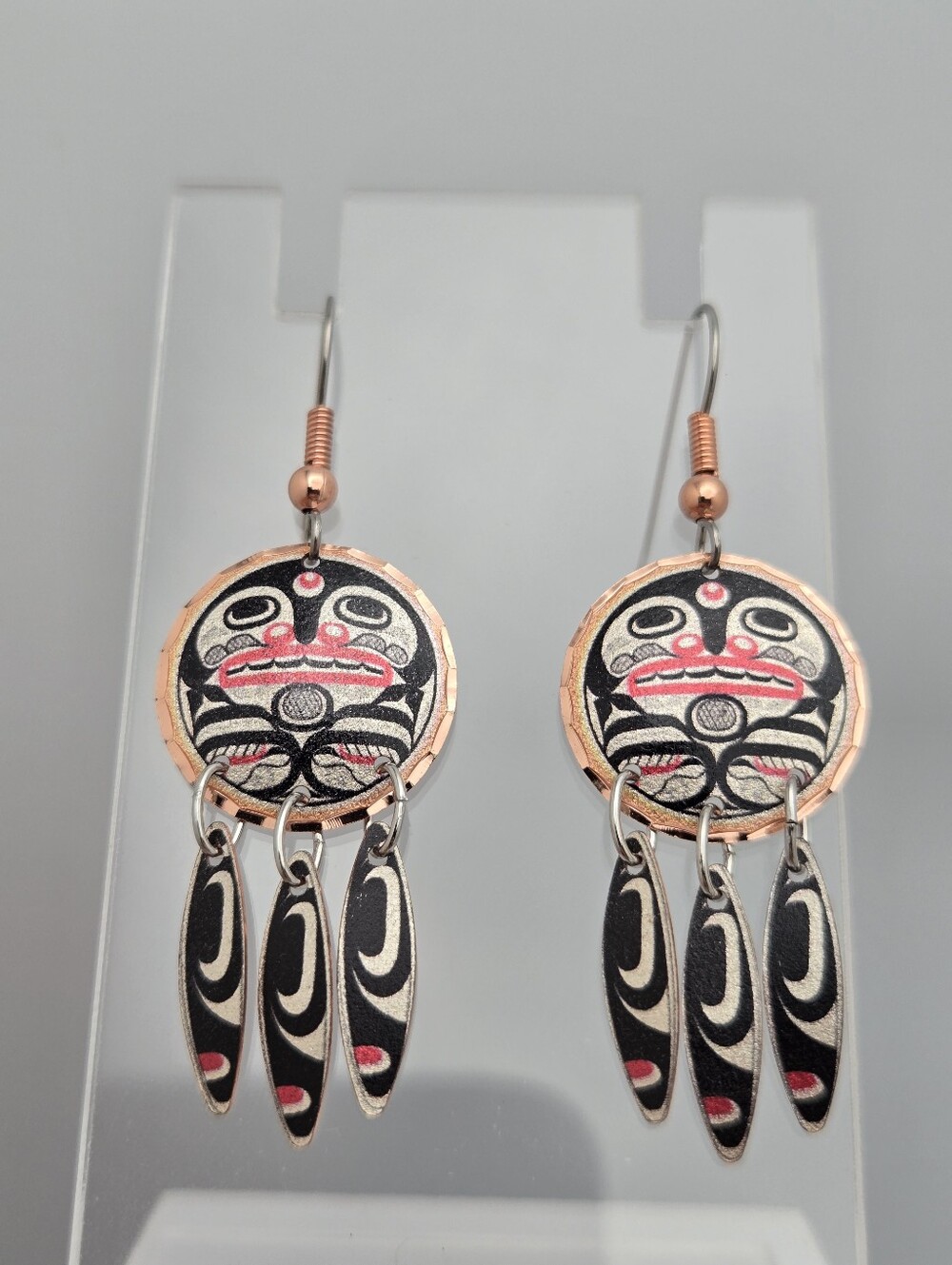 Copper Reflections Northwest Inspired Silver Copper Earrings 2.5"